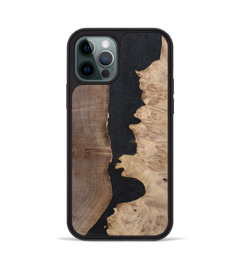 iPhone 12 Pro Wood+Resin Phone Case - Britney (Pure Black, 700295)
