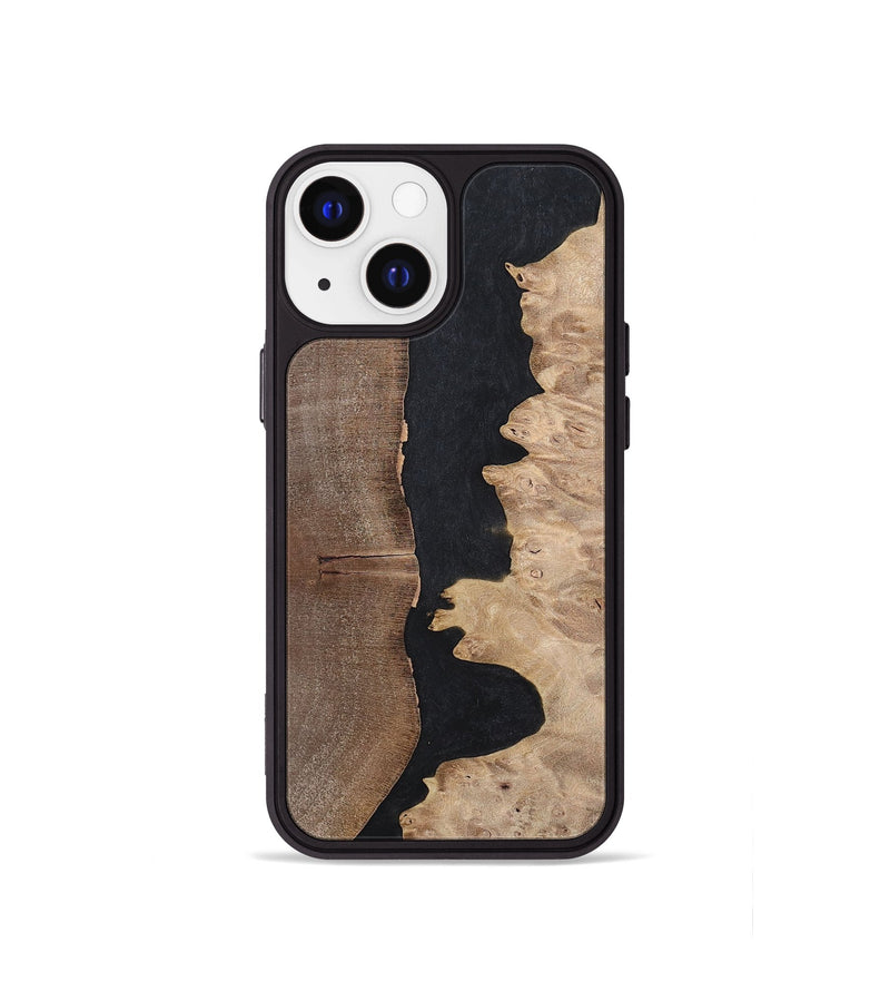 iPhone 13 mini Wood+Resin Phone Case - Britney (Pure Black, 700295)