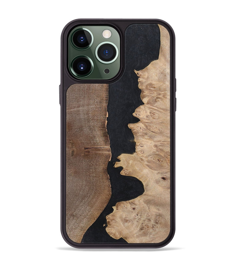 iPhone 13 Pro Max Wood+Resin Phone Case - Britney (Pure Black, 700295)