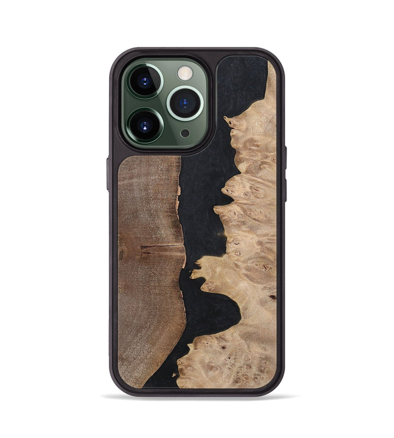 iPhone 13 Pro Wood+Resin Phone Case - Britney (Pure Black, 700295)