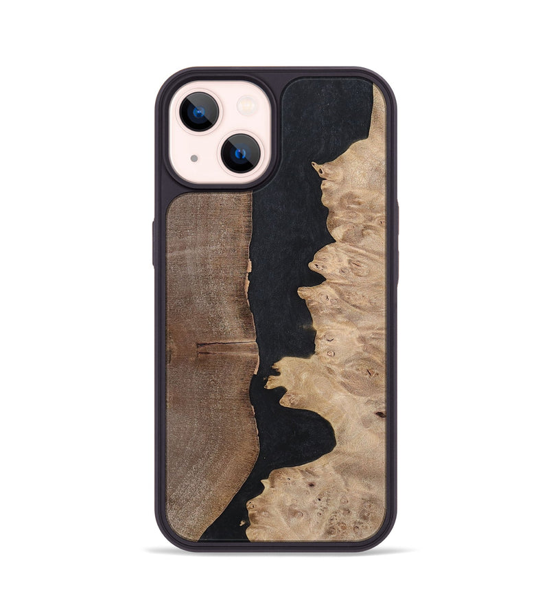 iPhone 14 Wood+Resin Phone Case - Britney (Pure Black, 700295)