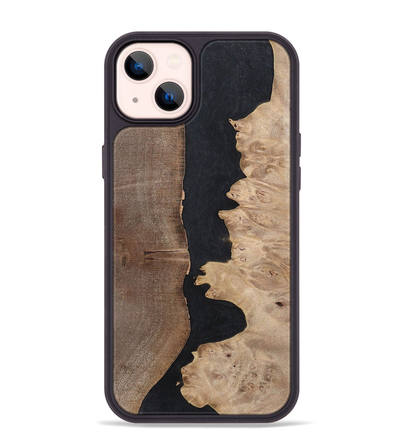 iPhone 14 Plus Wood+Resin Phone Case - Britney (Pure Black, 700295)