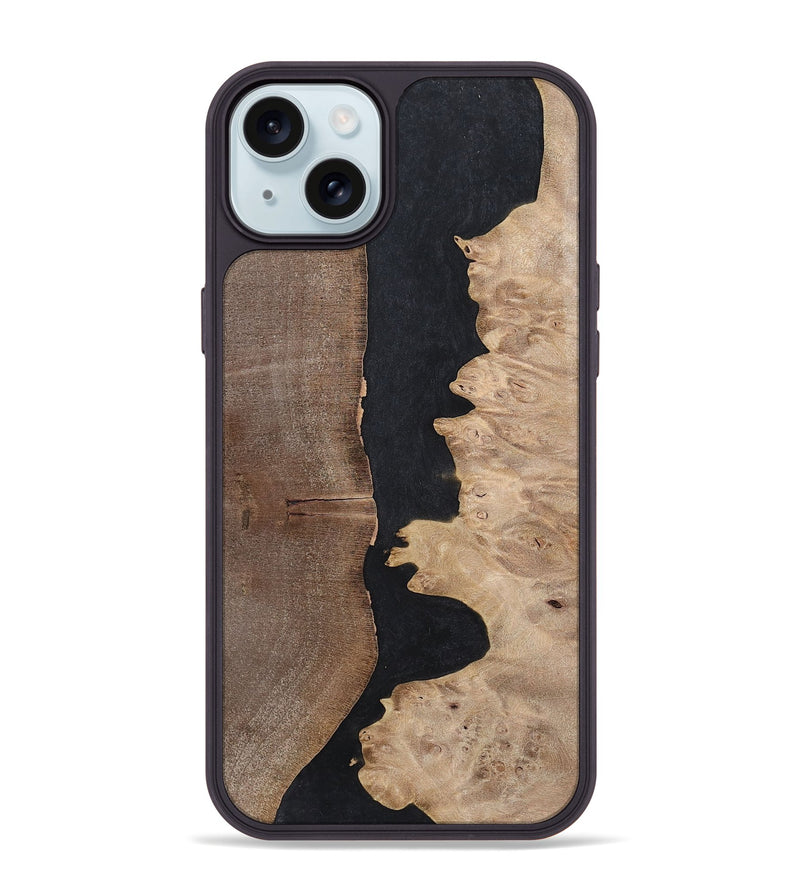 iPhone 15 Plus Wood+Resin Phone Case - Britney (Pure Black, 700295)