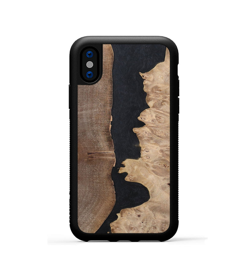 iPhone Xs Wood+Resin Phone Case - Britney (Pure Black, 700295)