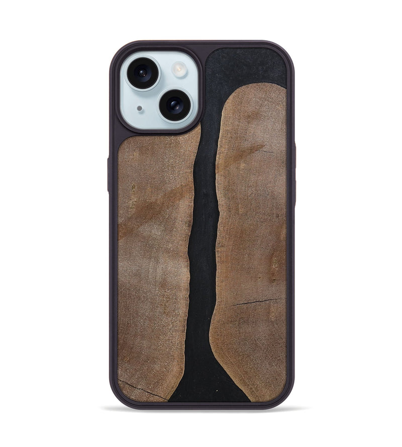 iPhone 15 Wood+Resin Phone Case - Averie (Pure Black, 700296)