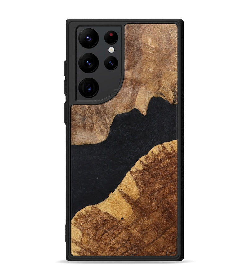 Galaxy S22 Ultra Wood+Resin Phone Case - Faye (Pure Black, 700298)