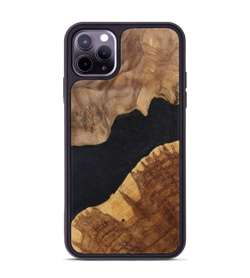 iPhone 11 Pro Max Wood+Resin Phone Case - Faye (Pure Black, 700298)