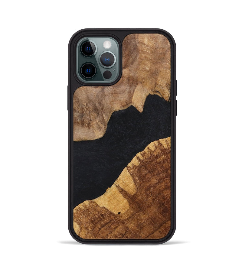 iPhone 12 Pro Wood+Resin Phone Case - Faye (Pure Black, 700298)