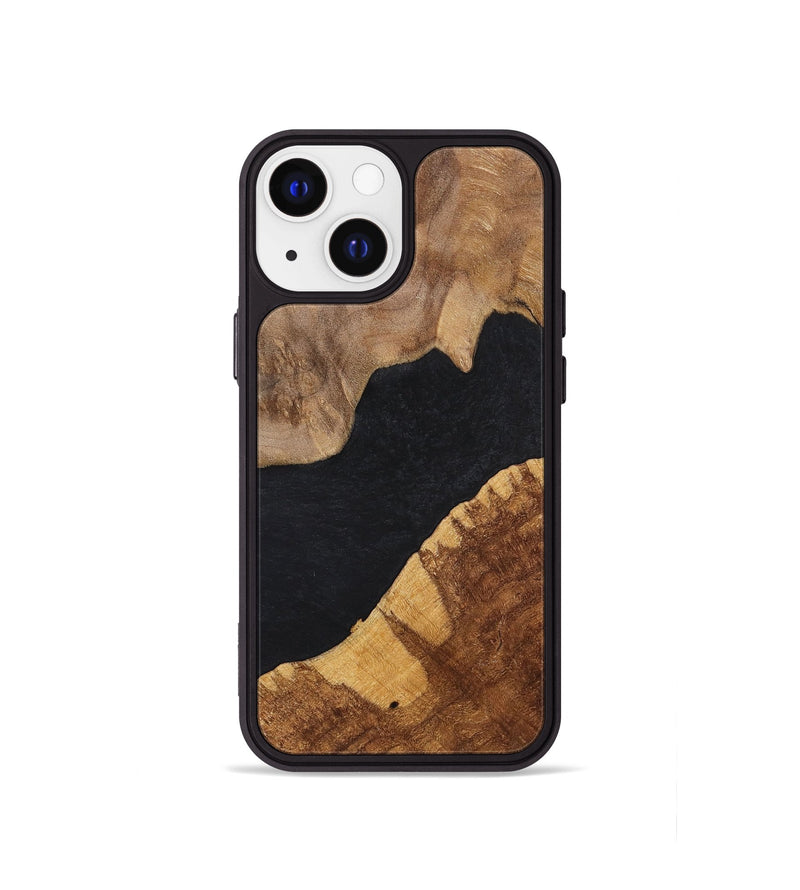 iPhone 13 mini Wood+Resin Phone Case - Faye (Pure Black, 700298)