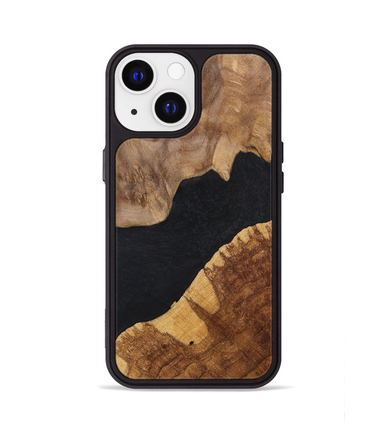 iPhone 13 Wood+Resin Phone Case - Faye (Pure Black, 700298)