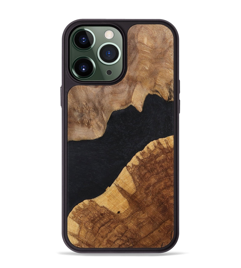 iPhone 13 Pro Max Wood+Resin Phone Case - Faye (Pure Black, 700298)