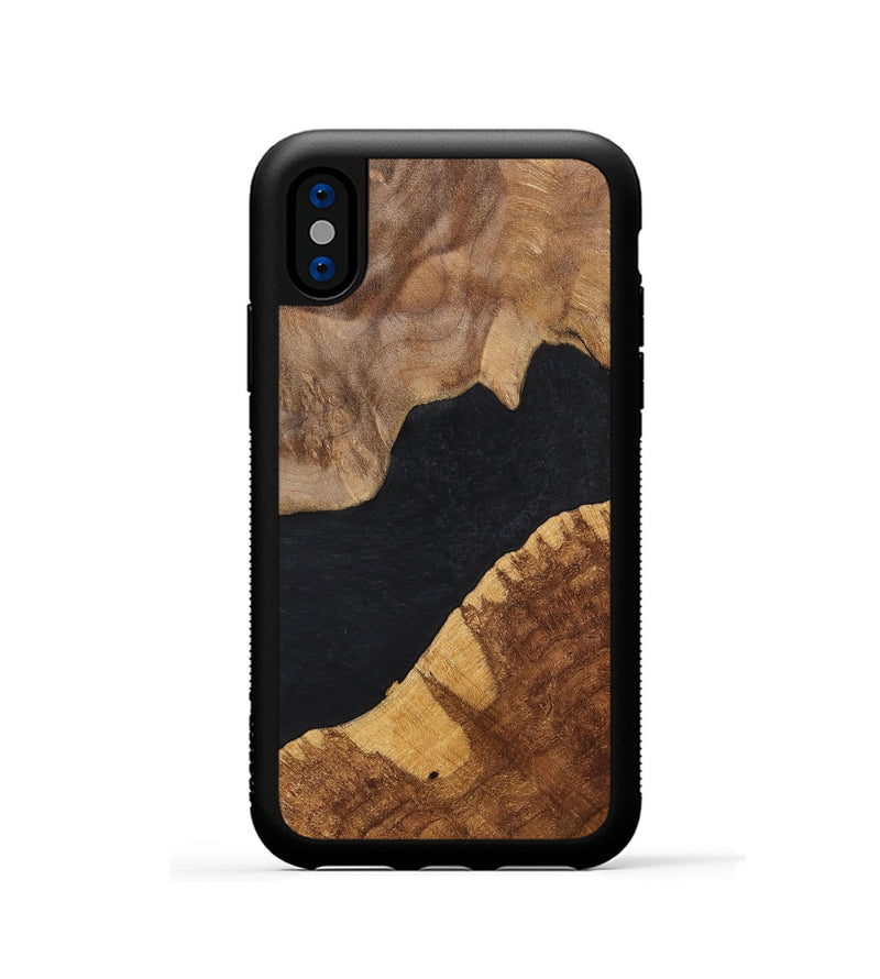 iPhone Xs Wood+Resin Phone Case - Faye (Pure Black, 700298)