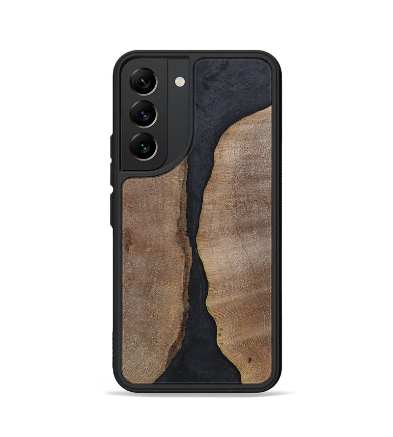 Galaxy S22 Wood+Resin Phone Case - Jaslene (Pure Black, 700299)