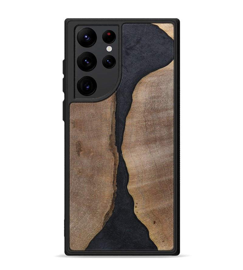 Galaxy S22 Ultra Wood+Resin Phone Case - Jaslene (Pure Black, 700299)