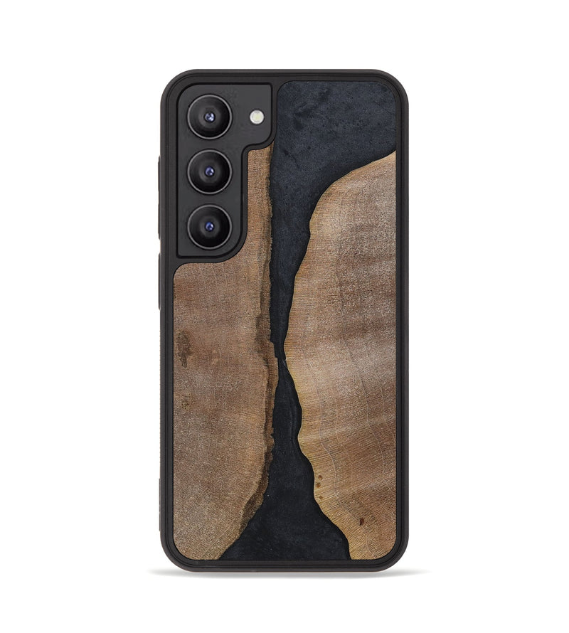 Galaxy S23 Wood+Resin Phone Case - Jaslene (Pure Black, 700299)