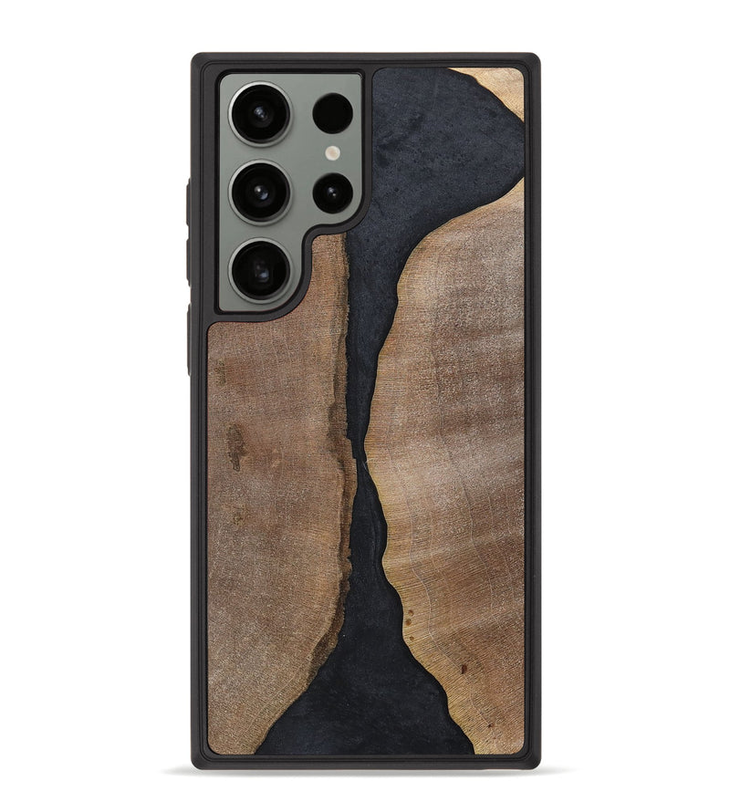 Galaxy S23 Ultra Wood+Resin Phone Case - Jaslene (Pure Black, 700299)