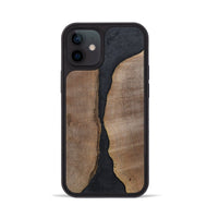 iPhone 12 Wood+Resin Phone Case - Jaslene (Pure Black, 700299)