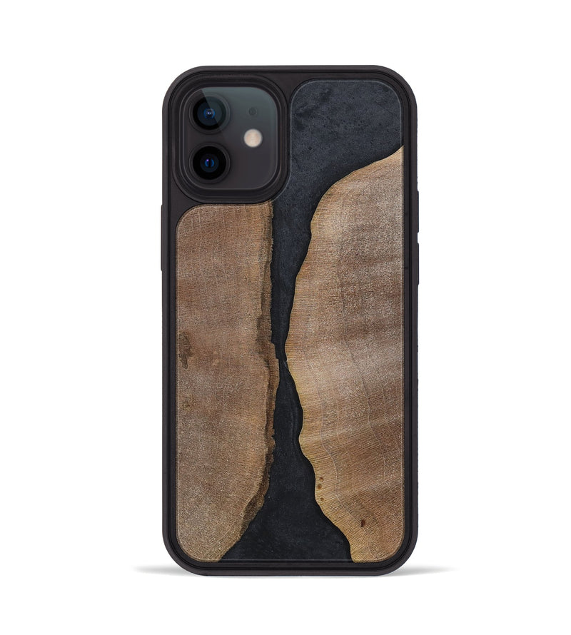 iPhone 12 Wood+Resin Phone Case - Jaslene (Pure Black, 700299)