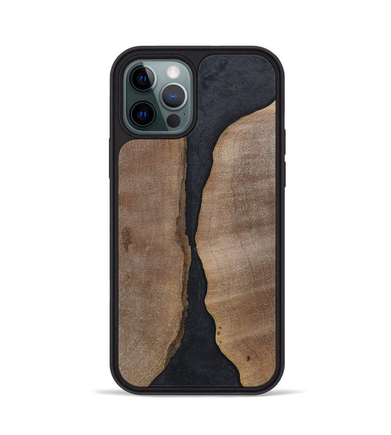 iPhone 12 Pro Wood+Resin Phone Case - Jaslene (Pure Black, 700299)