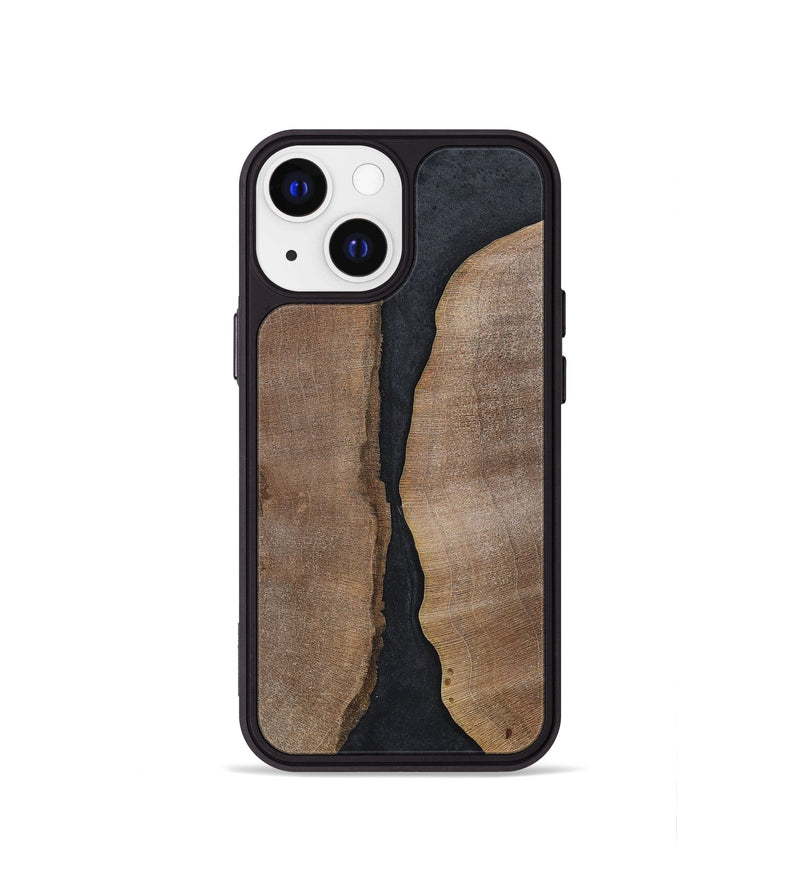 iPhone 13 mini Wood+Resin Phone Case - Jaslene (Pure Black, 700299)