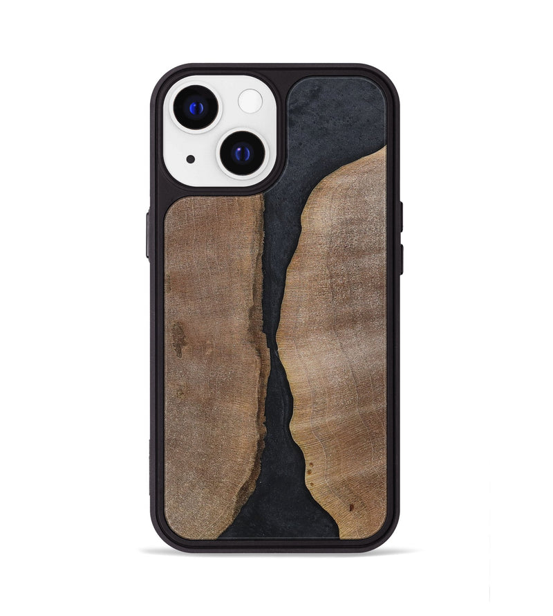 iPhone 13 Wood+Resin Phone Case - Jaslene (Pure Black, 700299)