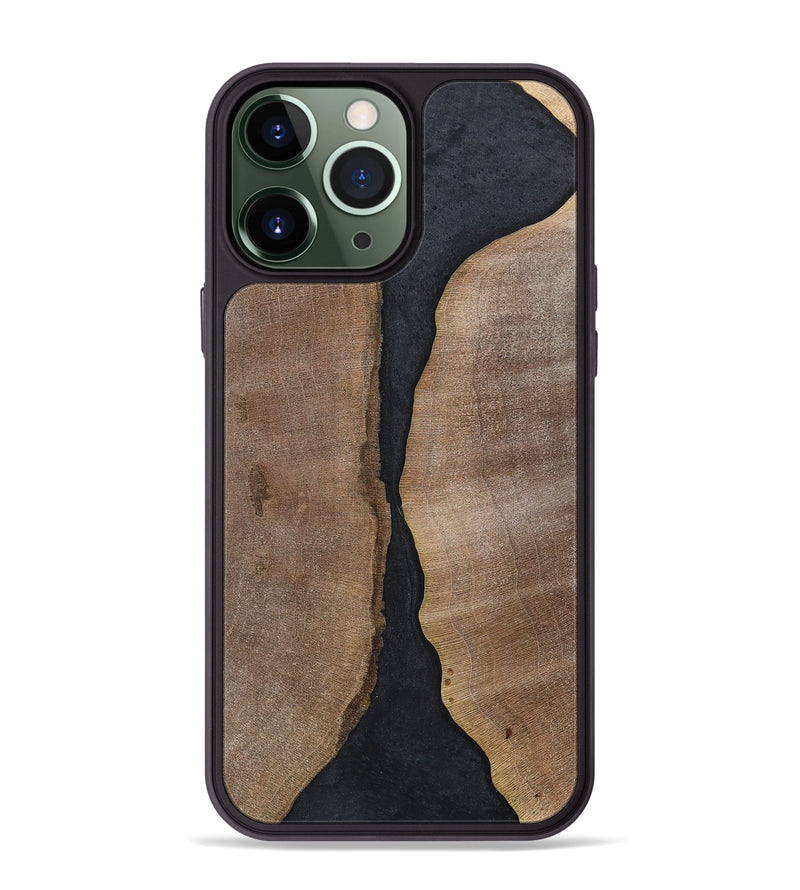 iPhone 13 Pro Max Wood+Resin Phone Case - Jaslene (Pure Black, 700299)