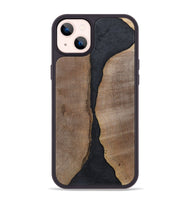 iPhone 14 Plus Wood+Resin Phone Case - Jaslene (Pure Black, 700299)