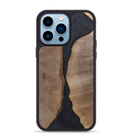 iPhone 14 Pro Max Wood+Resin Phone Case - Jaslene (Pure Black, 700299)