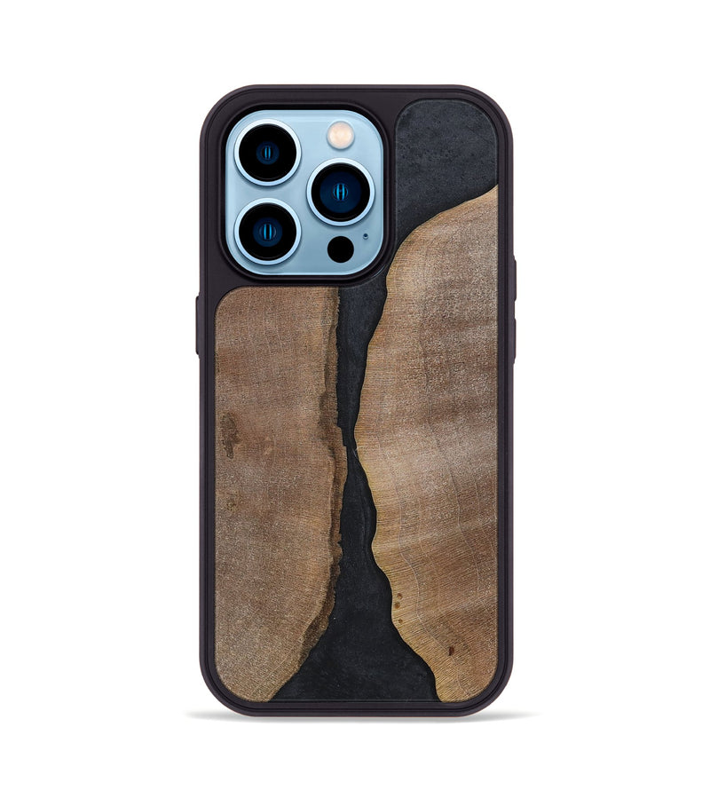 iPhone 14 Pro Wood+Resin Phone Case - Jaslene (Pure Black, 700299)