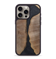 iPhone 15 Pro Max Wood+Resin Phone Case - Jaslene (Pure Black, 700299)