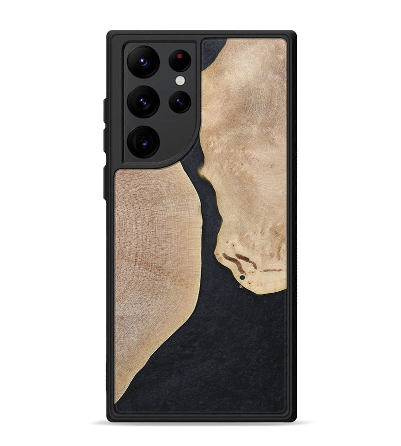 Galaxy S22 Ultra Wood+Resin Phone Case - Bernadette (Pure Black, 700301)