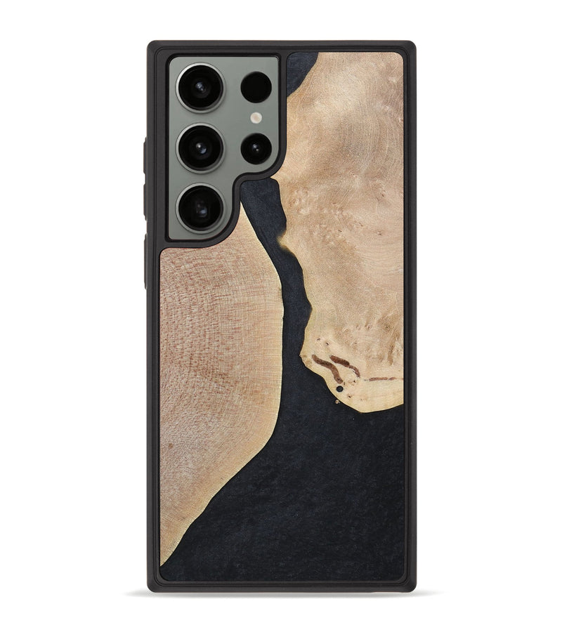Galaxy S23 Ultra Wood+Resin Phone Case - Bernadette (Pure Black, 700301)
