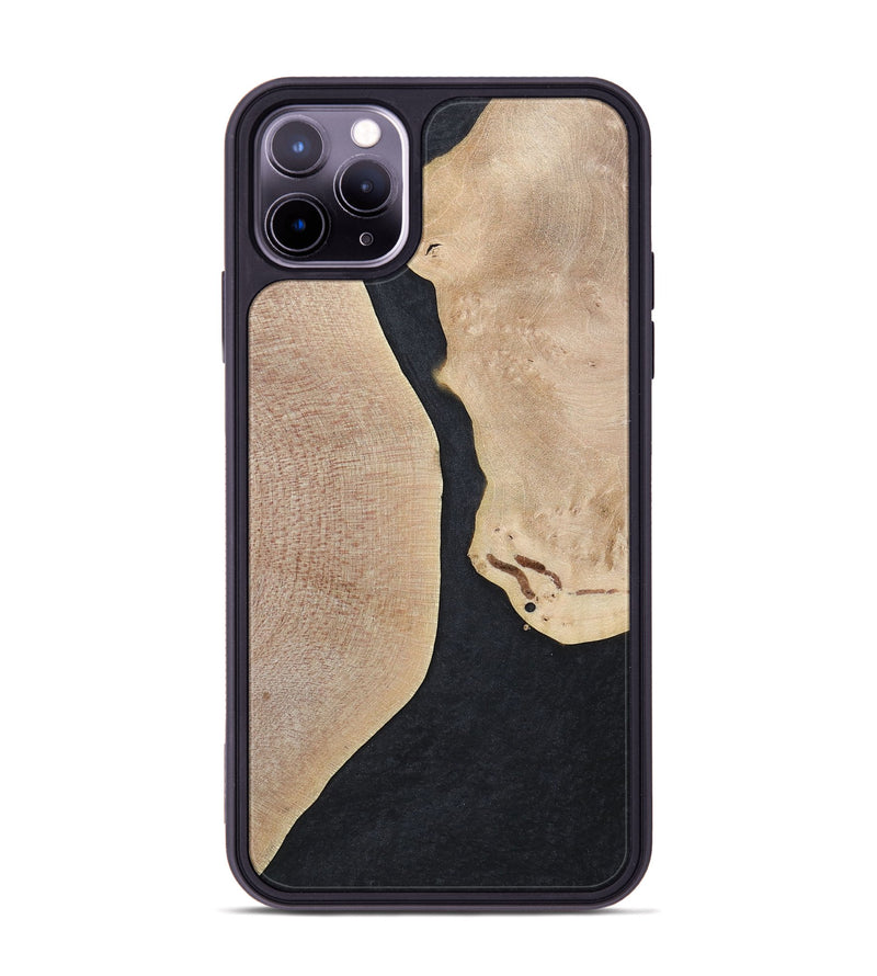 iPhone 11 Pro Max Wood+Resin Phone Case - Bernadette (Pure Black, 700301)