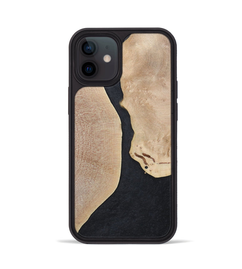 iPhone 12 Wood+Resin Phone Case - Bernadette (Pure Black, 700301)