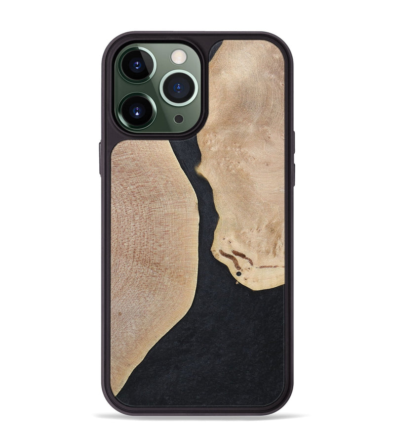 iPhone 13 Pro Max Wood+Resin Phone Case - Bernadette (Pure Black, 700301)
