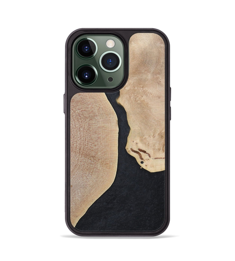 iPhone 13 Pro Wood+Resin Phone Case - Bernadette (Pure Black, 700301)
