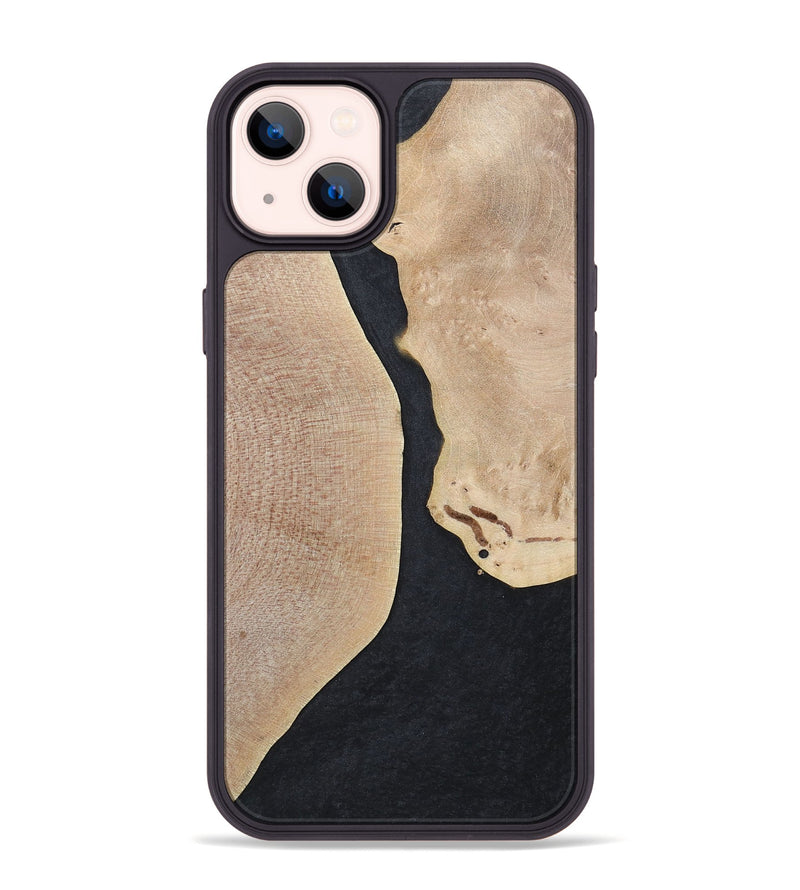 iPhone 14 Plus Wood+Resin Phone Case - Bernadette (Pure Black, 700301)