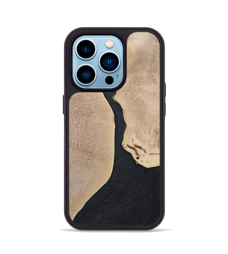 iPhone 14 Pro Wood+Resin Phone Case - Bernadette (Pure Black, 700301)
