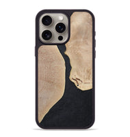 iPhone 15 Pro Max Wood+Resin Phone Case - Bernadette (Pure Black, 700301)