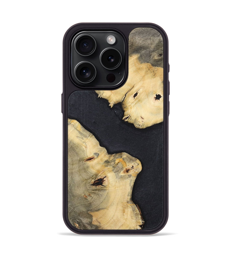 iPhone 15 Pro Wood+Resin Phone Case - Nikita (Pure Black, 700304)