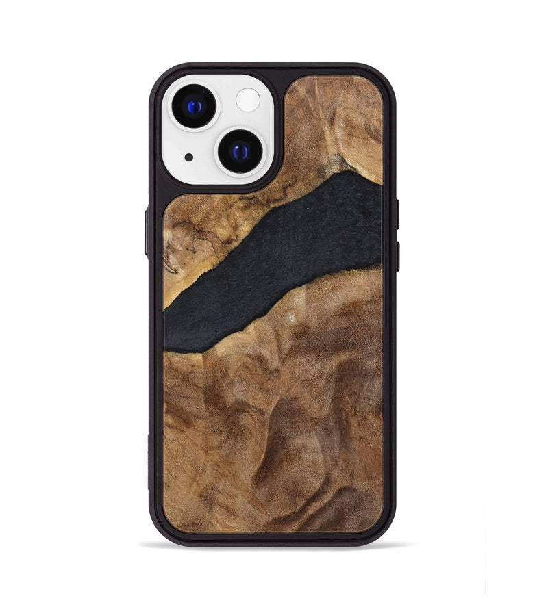 iPhone 13 Wood+Resin Phone Case - Marissa (Pure Black, 700306)