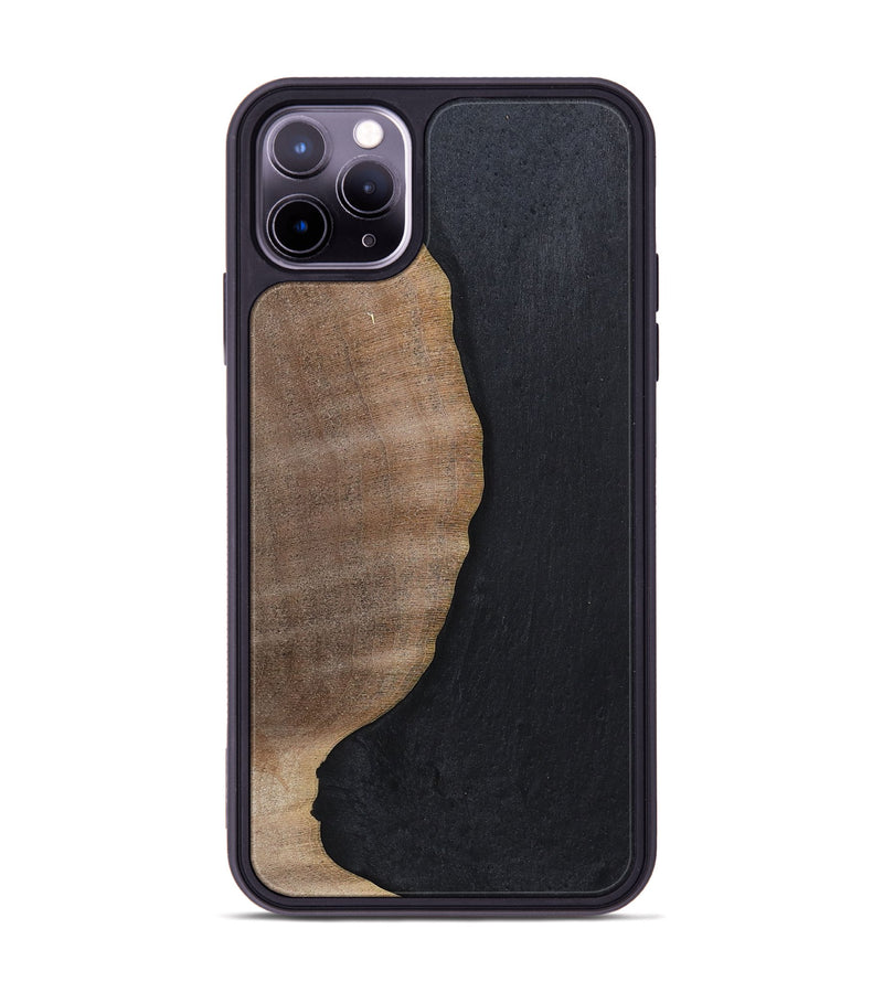 iPhone 11 Pro Max Wood+Resin Phone Case - Sophie (Pure Black, 700307)