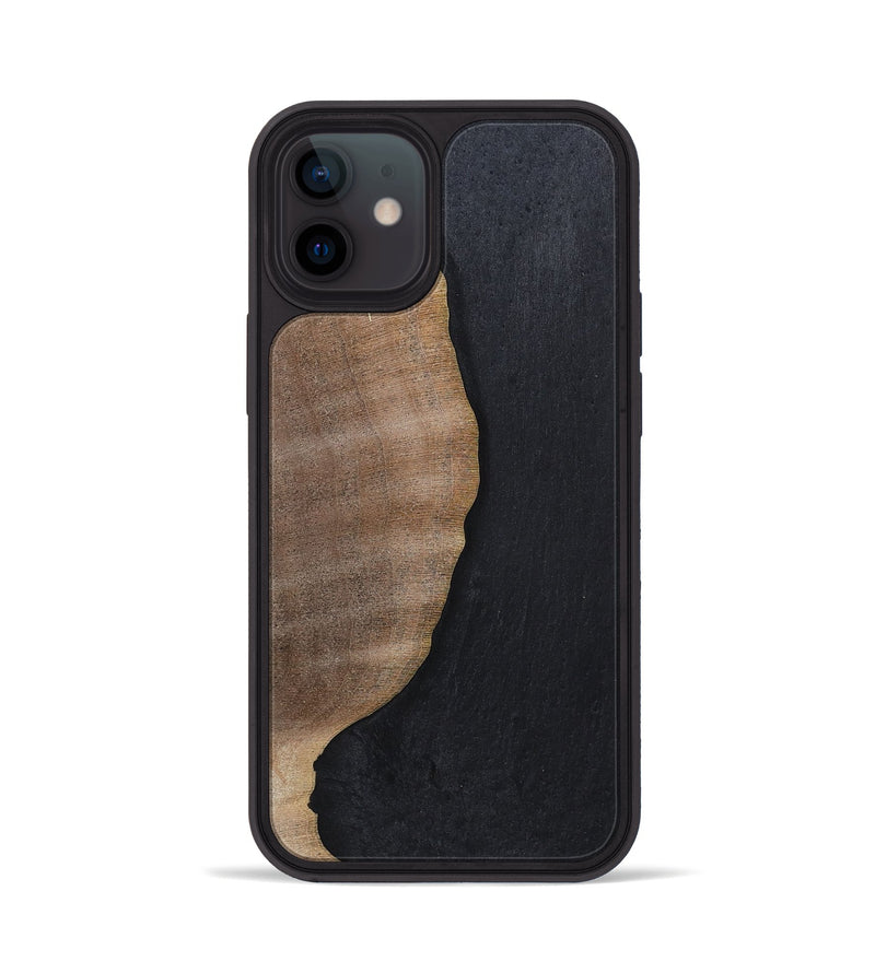 iPhone 12 Wood+Resin Phone Case - Sophie (Pure Black, 700307)