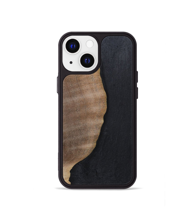 iPhone 13 mini Wood+Resin Phone Case - Sophie (Pure Black, 700307)