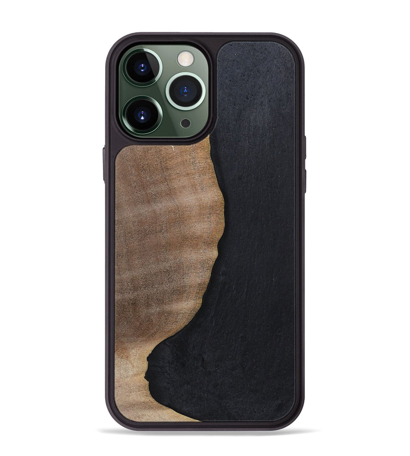 iPhone 13 Pro Max Wood+Resin Phone Case - Sophie (Pure Black, 700307)