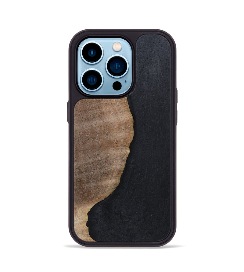 iPhone 14 Pro Wood+Resin Phone Case - Sophie (Pure Black, 700307)