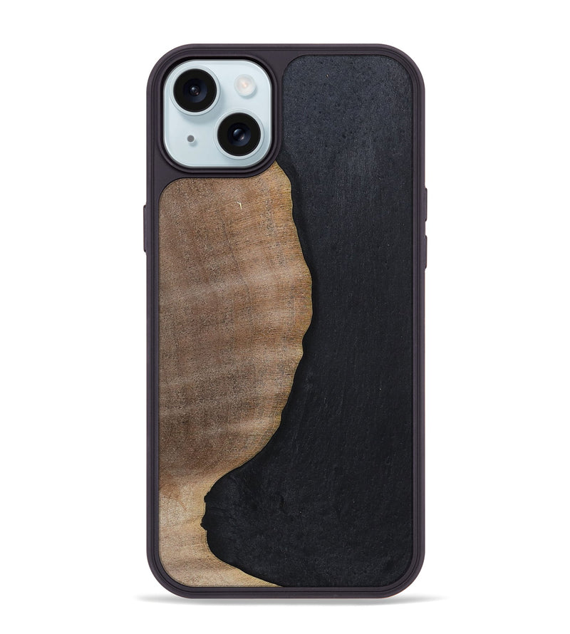 iPhone 15 Plus Wood+Resin Phone Case - Sophie (Pure Black, 700307)