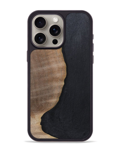 iPhone 15 Pro Max Wood+Resin Phone Case - Sophie (Pure Black, 700307)