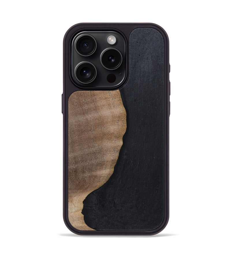 iPhone 15 Pro Wood+Resin Phone Case - Sophie (Pure Black, 700307)