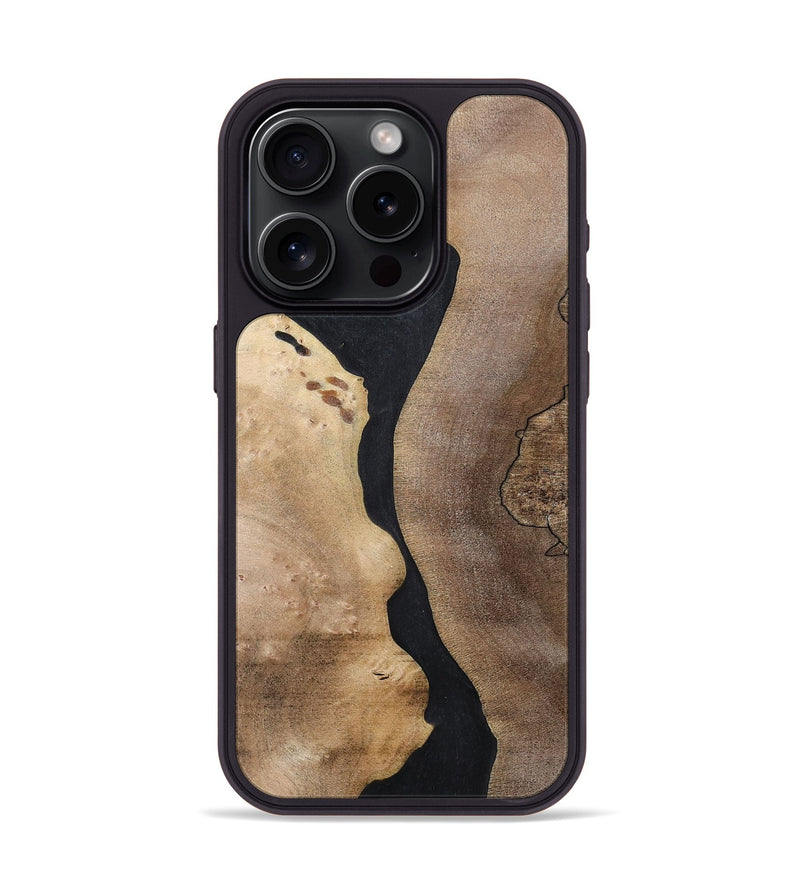 iPhone 15 Pro Wood+Resin Phone Case - Clara (Pure Black, 700309)